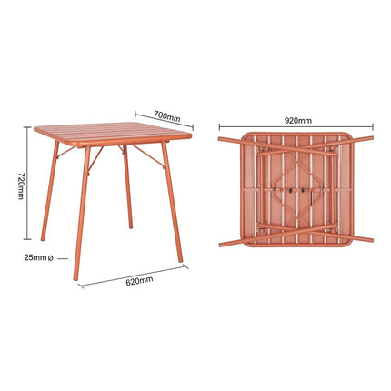 Terracotta Square Steel Bistro Table 700mm | Bolero 5