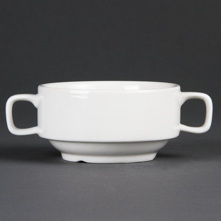 Stackable White Porcelain Soup Bowls 40cl | Olympia Whiteware