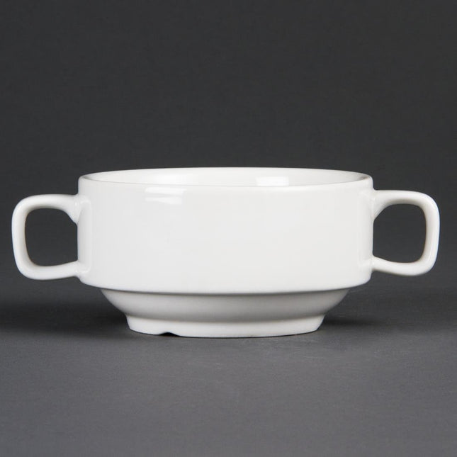 Stackable White Porcelain Soup Bowls 40cl | Olympia Whiteware