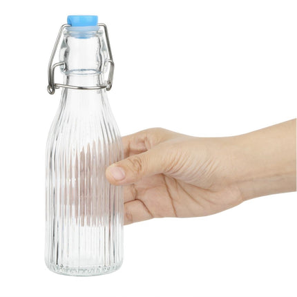 Ribbed Glass Water Bottles 200ml with Swing Top | Olympia 4