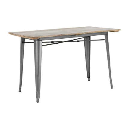 Bolero Bistro Dining Table with Mango Wood Slatted Top and Dark Grey Legs 1200mm
