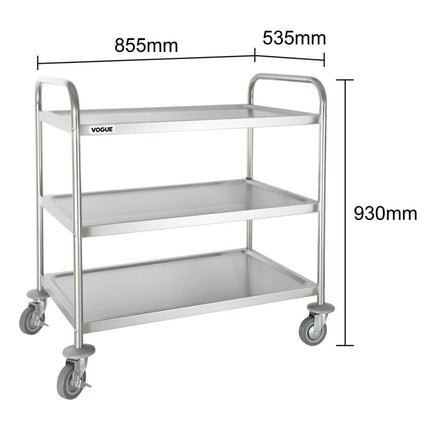 Stainless Steel 3-Tier Serving Trolley Large 93(h) x 86(b) cm | Vogue 9