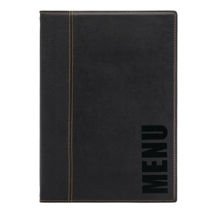 Synthetic Leather Menu Holder A4 Black | Securit Trendy