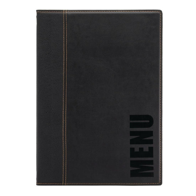 Synthetic Leather Menu Holder A4 Black | Securit Trendy