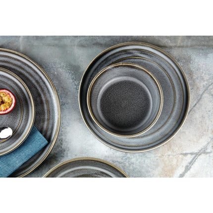 Porcelain Charcoal Grey Round Flat Bowl 143mm | Olympia Cavolo 5