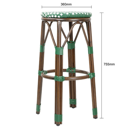 PE Rattan Bar Stools Green Polka Dot Mix | Bolero Parisian Style (2 Pack) 5