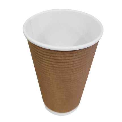 Recyclable Ribbed Kraft Coffee Cups with Insulating Wall | Fiesta | 455ml 2