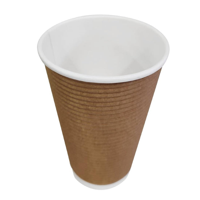 Recyclable Ribbed Kraft Coffee Cups with Insulating Wall | Fiesta | 455ml 2