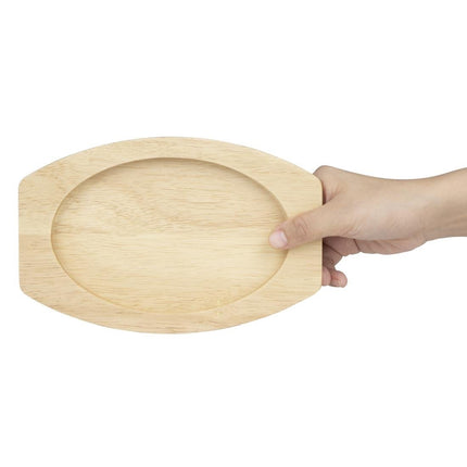 Hevea Wood Oval Plate Base 230x135mm for Cast Iron | Olympia 5