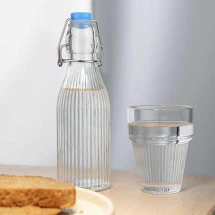 Ribbed Glass Water Bottles 200ml with Swing Top | Olympia 5