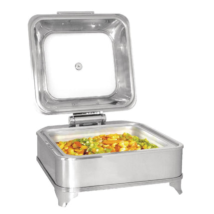 Square Electric Chafing Dish | Olympia | Stainless Steel with Glass Lid 6