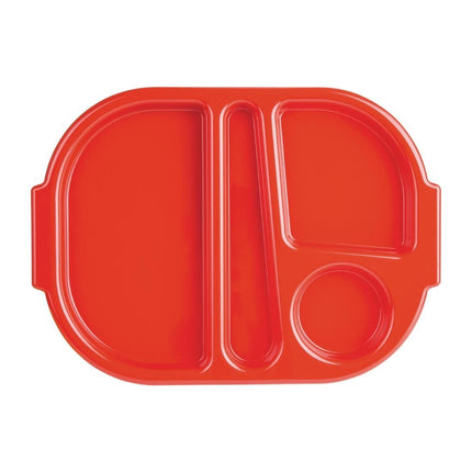 Polycarbonate Compartment Tray Red 37.5x27.8cm | Olympia Kristallon