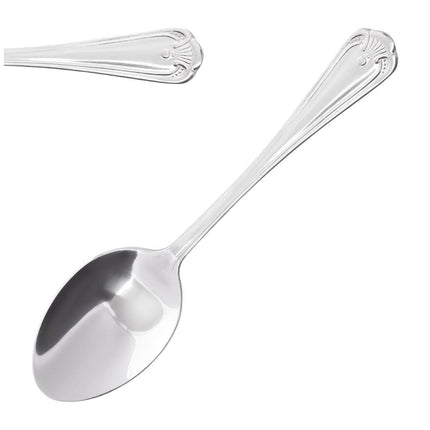 Dessert Spoons | Olympia Jesmond | 12 Pieces | Polished 18/0 Stainless Steel with Shell Pattern Handle