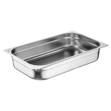 Stainless Steel 1/1 Gastronorm Pan 100mm | Nisbets Essentials | Set of 3
