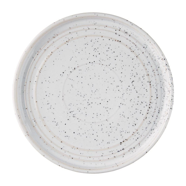 White Speckled Flat Round Plates 18cm | Olympia Cavolo