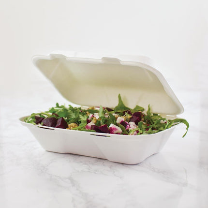Compostable Bagasse Food Containers with Hinged Lid | Vegware | 22.8cm 7