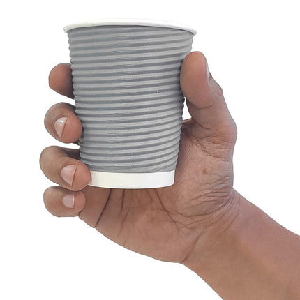 Recyclable Ribbed Coffee Cups Blue-Grey 225ml | Fiesta | 25 pcs 2