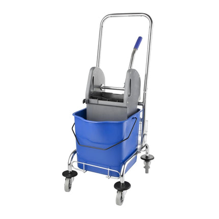 Deluxe Mop Bucket with Wringer and Stainless Steel Trolley | Jantex 24tr
