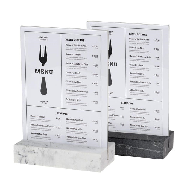 A5 Portrait Board Holder with Polystone Base White | Europel 2