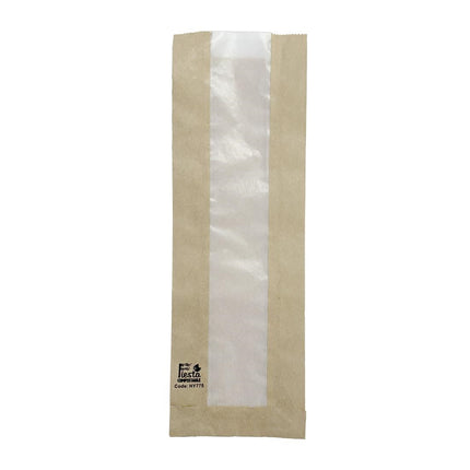 Compostable Baguette Bags with Glassine Window 300x100x60mm | Fiesta | Pack 1000
