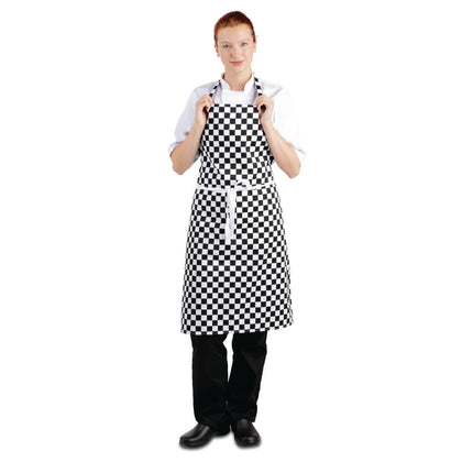 Black and White Checkered Whites Polyester/Cotton Bib Apron 4