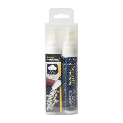 Waterproof Chalk Marker White 7-15mm Tip | Securit | Pack of 2 3