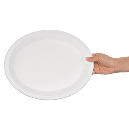 Compostable Oval Bagasse Plates 316mm | Fiesta 3