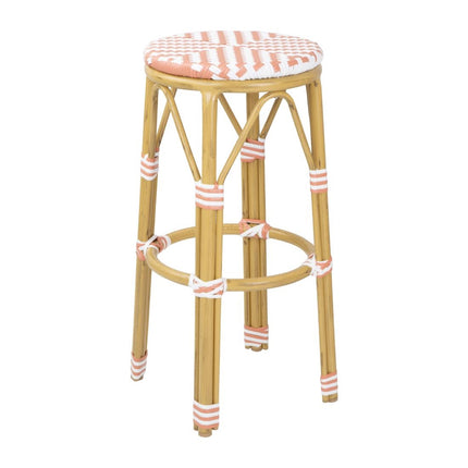 PE Rattan Bar Stools Coral | Bolero Parisian Style (2 Pack)