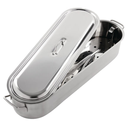 Stainless Steel Fish Pan with Insert 50cm