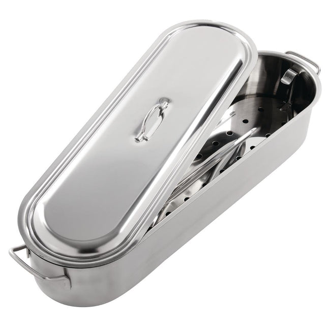 Stainless Steel Fish Pan with Insert 50cm