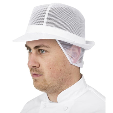 Trilby Hat with Hair Net White M | Lightweight Polyester 8