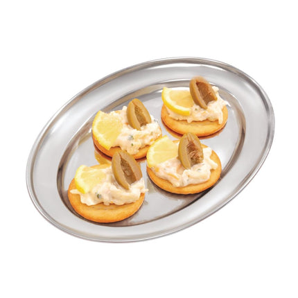 Oval Stainless Steel Serving Tray 22cm | Olympia 7