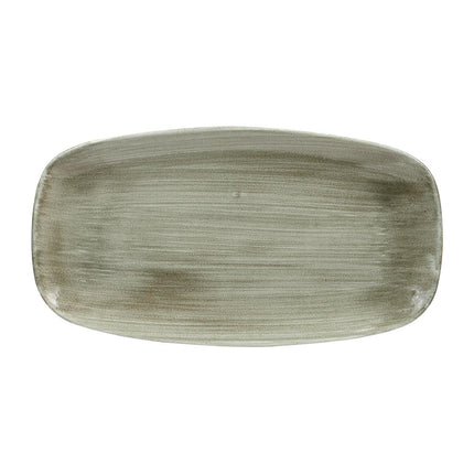 Stonecast Patina Burnished Green Oval Chef Plate 35.2 x 18.7cm | Churchill