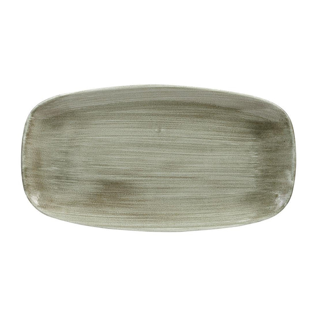 Stonecast Patina Burnished Green Oval Chef Plate 35.2 x 18.7cm | Churchill