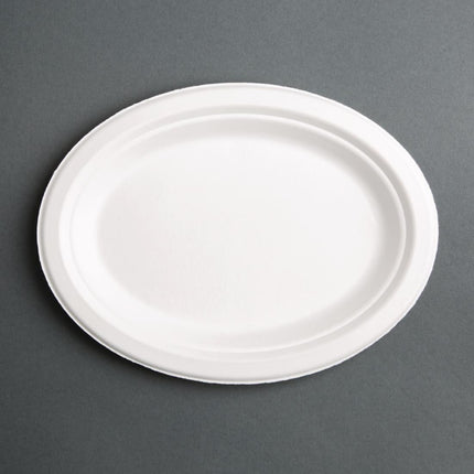 Compostable Oval Bagasse Plates 316mm | Fiesta