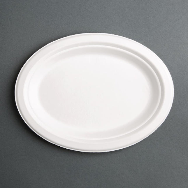 Compostable Oval Bagasse Plates 316mm | Fiesta