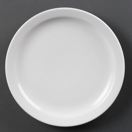 Whiteware Plates with Narrow Rim 25cm | Olympia | Set of 12