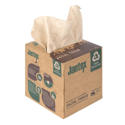 Recycled Facial Wipes Green | Jantex | 100 Sheets