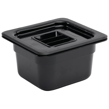 Polycarbonate Black Container GN 1/6 100mm | Vogue | 176x162mm 3