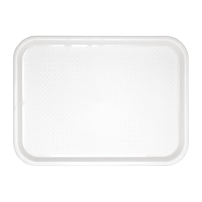 White Polypropylene Serving Tray 45x35cm with Anti-Slip Texture | Olympia Kristallon