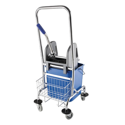 Deluxe Mop Bucket with Wringer and Stainless Steel Trolley | Jantex 24tr 2
