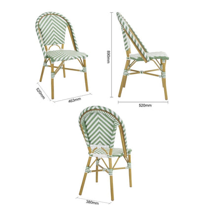 Parisian Style Light Green Rattan Side Chairs | Bolero | Set of 2 7