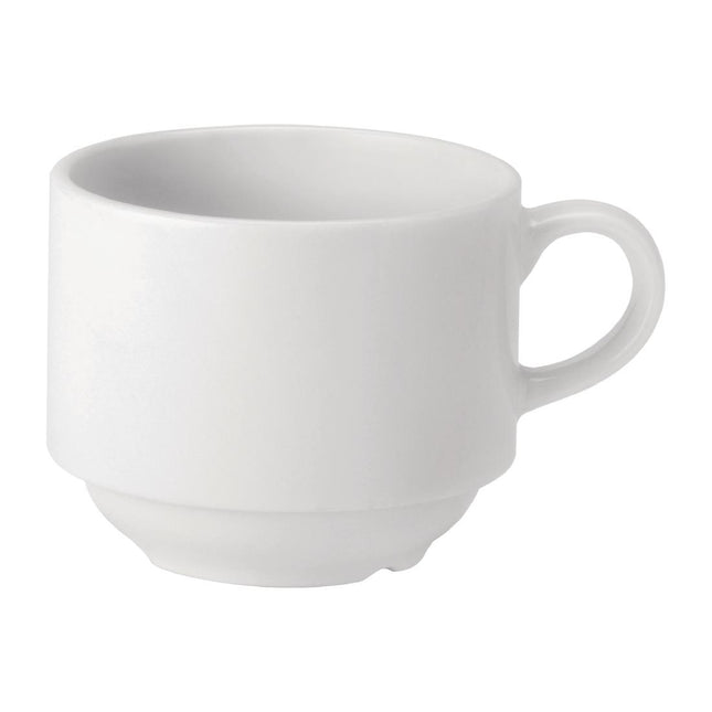 Pure White Stackable Cups 200ml | Utopia Porcelain