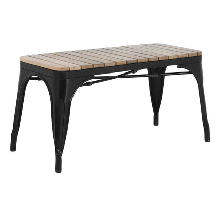 Bolero Bistro Bench with Mango Wood Slats and Black Legs | 850mm | Set of 2