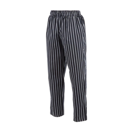 Baggy Chef Pants Black and White Striped | Chef Works Designer | S 4