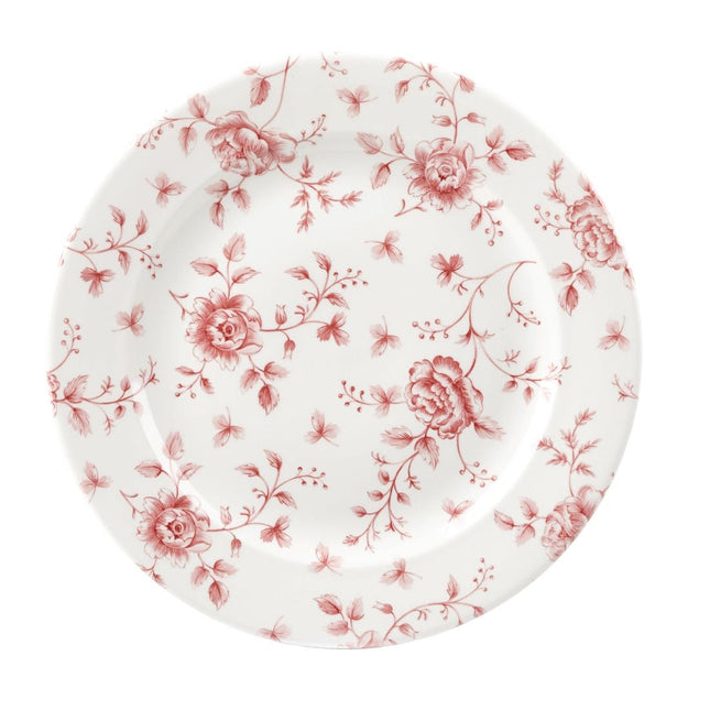 Cranberry Plates 276mm | Churchill Rose Chintz Cranberry | 6 Pieces