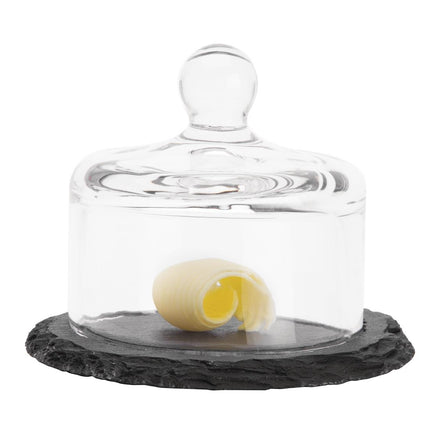 Slate Butter Dish with Glass Lid | APS 2