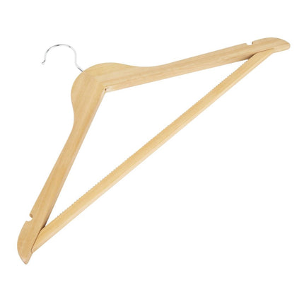 Natural Wooden Hangers with Antislip Trousers Bar | Bolero 2