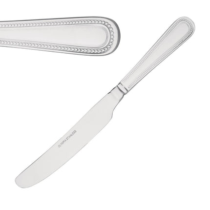 Table Knife with Bead Edge | Olympia Bead | 12 Pieces | High Gloss 18/0 Stainless Steel 9