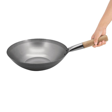 Light Steel Wok with Flat Bottom 330 mm | Vogue 2